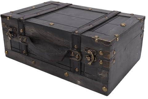 SENECESLI Retro-Koffer, Antiker Aufbewahrungskoffer aus Holz für Heimdekoration und Fotografie-Requisiten, Koffer aus Verbundholz, 30 X 19,9 X 11,9 Cm (1624B-01 Grau)