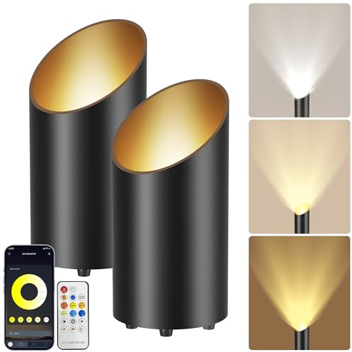 LED Uplight Spot Bodenstrahler Innen 7W Dimmbar Indirekte Beleuchtung 2er | Bluetooth APP & RF Fernbedienung, 2700K-6500K Tunable White, 1%-100% Dimmbar, IP44 Wasserdicht, All-Aluminium