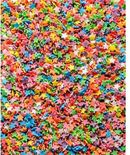 simply topps Glimmer/Matt Stars Sugar Sprinkles - Cake, Cupcake & Cookies Decorations (Matt Rainbow, 25g)