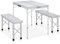 vidaXL Campingtisch Klappbar mit 2 Sitzbänken Gartenbank Bank Sitzgruppe Koffertisch Gartentisch Klapptisch Picknicktisch Aluminium Weiß