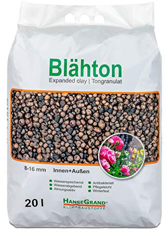 HanseGrand Blähton 20 L Tongranulat Beutel Hydrokultursubstrat Pflanzkästen Kübel Pflanztöpfe Drainagematerial