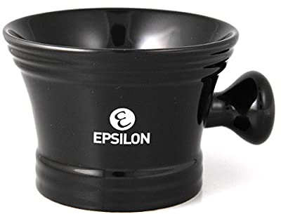 Epsilon Bol de Rasage en céramique avec poignée Noire, Standard, Unique