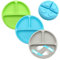 ANTUREBAY Assiettes pour bébé - En silicone antidérapant - Pour bébé et enfant - Avec ventouse - Lavable au lave-vaisselle, au micro-ondes (Bleu & Vert & Gris)