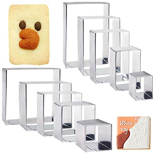 10 moldes rectangulares para galletas cuadradas de acero inoxidable, moldes rectangulares para galletas, moldes de pastelería cuadrados, cortador de galletas para fondant, juego de cortador de