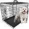 DogCrates+ Small Foldable Dog Crate with 2 Doors, Non-Chew Plastic Removable Tray, 24-Inch Black