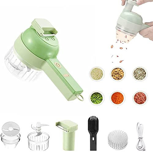 V/ Verdure Affettatrice Professionale, Regolabile Affettaverdure 4 in 1 Tagliaverdure Verticale per Cibo, Frutta E Verdura (Verde)