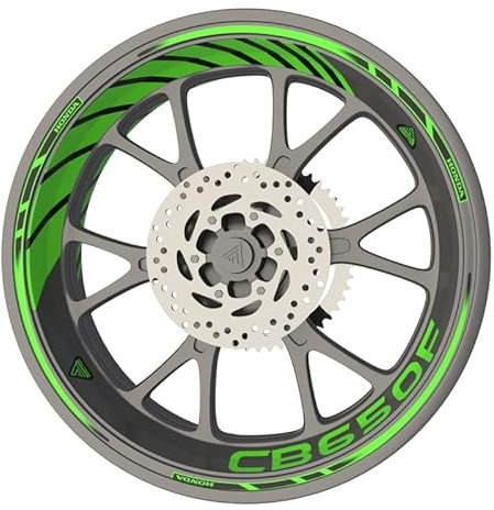 Hon da Premium Qualität Felgenrandaufkleber Set (2 Räder) Neon Grün