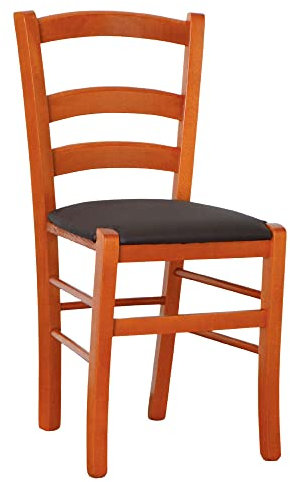 okAffareFatto di Zimbardi Costanza Holzstuhl Venedig kirschrot mit Sitz gepolstert Kunstleder braun