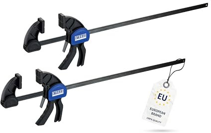 STROXX® 2x Einhandzwinge |Spannweite: 450mm| Klemmkraft je Zwinge: 159 Kg | Schraubzwinge | Spanner | Zwinge | Einhandzwinge | mit Gummipads und Quick Release Funktion