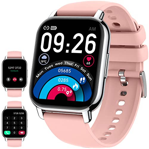 IDEALROYAL Smartwatch mit Telefonfunktion, 1,85 Zoll Touchscreen Smart Watch, Fitnessuhr mit Blutdruckmessung Herzfrequenzmesser, Schrittzähler Uhr Damen IP68 Wasserschutz Uhren für iOS und Android