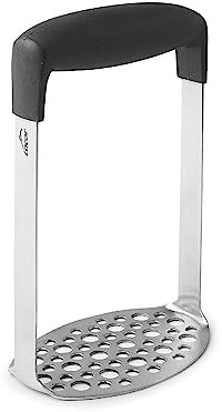 Lacor - 62897 - Broyeur de Pommes de Terre Cuites, Presse à Pommes de Terre, Ustensiles de Cuisine, Durabilité Maximale, Poignée Ergonomique, Lavable au Lave-Vaisselle, Acier Inoxydable 18/10, Noir
