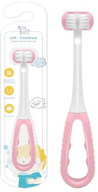 TEKINGMU 3-seitige Kleinkind-Zahnbürste, weiche Dreiwinkel-Kinderzahnbürste, reinigt jeden Zahn, für Kleinkinder, Kinder, Autismus, sensorische Zahnbürste für Kinder ab 2 Jahren