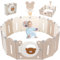 Laufgitter Baby Faltbar, Laufstall Baby Faltbar 143x143x64 cm, Zaun für Kinder Verstellbare Form, Baby Playpen mit Basketballkorb & Basketball & Spielzeugboard, Starke Saugnäpfe, Ungiftigem Material