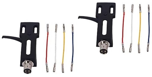 ifundom 2pcs Phono Cartridge Replacement Headshell Mount Wires for Turntables Black Phonograph Holder for Dj and