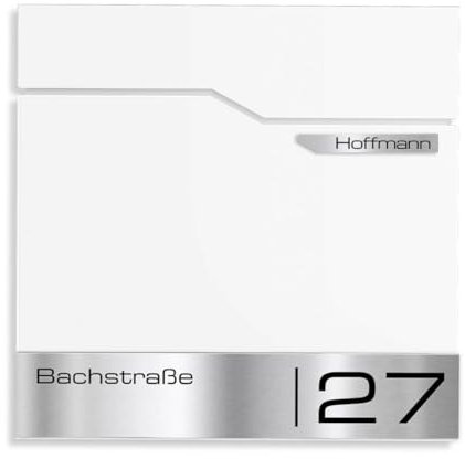 Metzler Design Briefkasten Thobe - inkl. V2A Edelstahl-Namensschild - Wandbriefkasten in Verkehrsweiß RAL 9016 - Postkasten inkl. Zeitungsfach - Größe: 37 x 37 x 10,5 cm