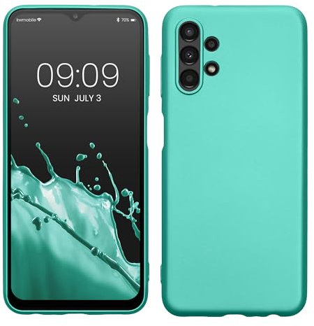 kwmobile Case kompatibel mit Samsung Galaxy A13 4G Hülle - Schutzhülle aus Silikon metallisch schimmernd - Handyhülle Metallic Türkis