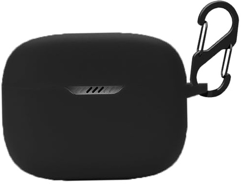 Funda de silicona para JBL Tune 230 NC TWS, funda protectora a prueba de golpes y funda protectora de piel para JBL Tune 230NC TWS con llavero (negro)
