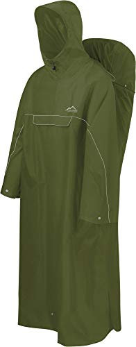 normani Regenponcho mit Rucksackfunktion - Wassersäule: 12.000 mm - Outdoorponcho - Extra Langer Wanderponcho Regencape Reiseponcho mit Ärmeln für Damen und Herren Farbe Olive Größe XXL-3XL