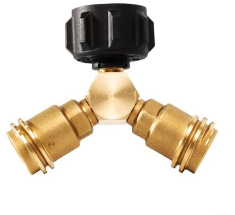 Propane Splitter Adapter, Gas Tank Tee Adapter, Propane Tank Y Splitter Adapter With Valves, 2 Way Cylinder Bottle Adapter For BBQ Grills