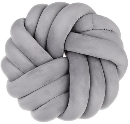 champracer Knotenkissen KnotenZierkissen Aesthetic Sofakissen aus TeddysamtKnotbugelwurf Kissen Ultra weiche BegleiterinHeimdekoration Bett Deko Kissen Runden für Kind Schlafzimmer (Grau,35cm*35cm)