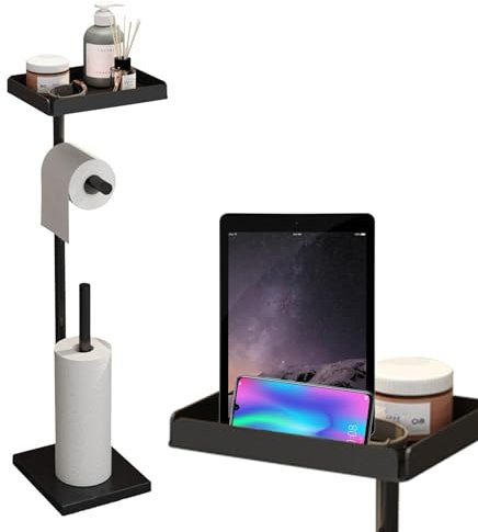 Toilettenpapierhalter freistehend,Papierrollenhalter freistehend mit Aufbewahrungsregal für Badezimmer - Taschentuchrollenständer, abnehmbares und glattes Badezimmer-Aufbewahrungszubehör
