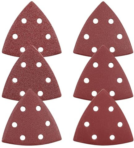 wadafen Schleifpapier Dreieckschleifer, 72 Blatt Delta Schleifpapier Klett 90x90x90mm Schleifdreiecke Schleifblätter 6 Loch, je 12 x Korn 40/60/80/120/180/240, für Deltaschleifer & Multischleifer