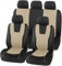 TIUEO Autositzbezüge für Dacia Lodgy 2012-2017 Auto Sitzbezug Wasserdicht Atmungsaktiver Komplettes Auto-sitzbezug Auto-sitzbezüge Autositzauflage,C-Beige