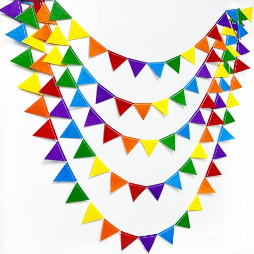 Mini-Wimpelkette in Regenbogenfarben, Party-Dekorationen, bunt, Filz, hängende Dreieck-Flagge, Wimpelgirlande, Luftschlangen für Geburtstag, Hochzeit, Babyparty, Karneval, Fiesta, Verlobung,