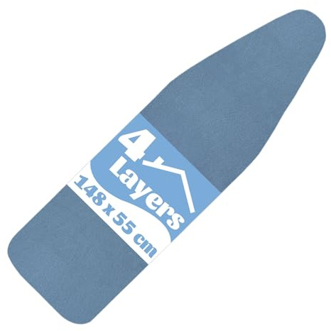 ZOFUN Ironing Board Covers 148 x 55 cm, Extra Large Ironing Board Cover with 220℃ Heat Resistance, Cotton Blue Iron Board Cover Easy to Fit, Thick Ironing Board Covers Scorch Resistant