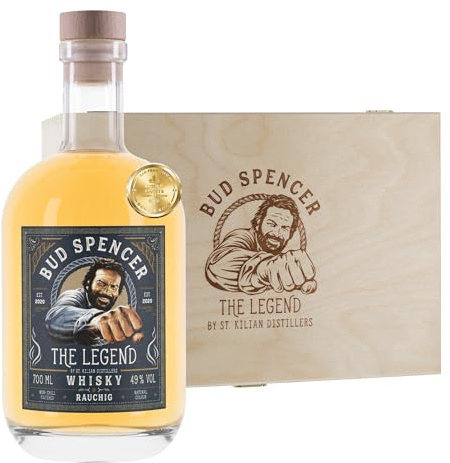 Bud Spencer Whisky Geschenk Box - The LEGEND - [RAUCHIG 49% Vol, 0,7l] Deutscher Premium Whiskey aus ausgewählten Fässern - Bud Spencer und Terence Hill Fanartikel - Whisky Geschenke für Männer