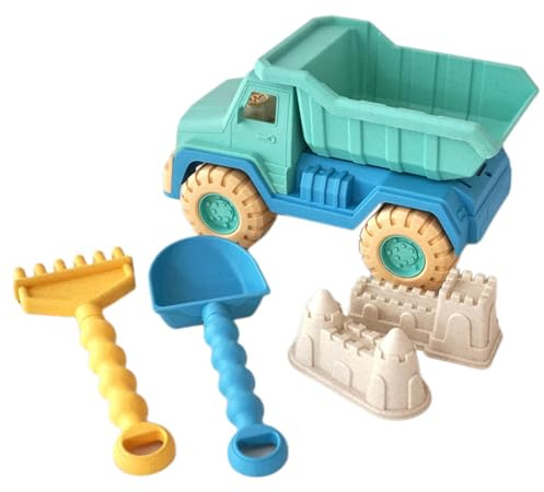 Strandspielzeug mit Sand - Reiseset mit Sandkasten Transportwagen mit Kippmulde, Schaufel, Harke, 2 für Schloss, Klappeimer, Netztaschen | Faltbares Design, STRUKT