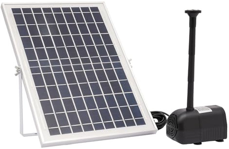 Kit de pompe solaire pour bassin - 10 W - 1000 l/h - Avec panneau solaire - Pompe de bassin solaire - Pompe sans balais - Hauteur de refoulement : 2,5 m - Pour bains d'oiseaux, bassins à poissons