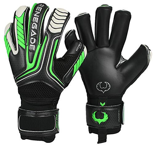 Renegade GK Vulcan Abyss Torwarthandschuhe Mit Pro-Tek Finger Schutz | 3.5+3mm Hyper Grip & 4mm Duratek | Schwarz & Green Fußball Torwart Handschuhe (Größe 11, Erwachsener, Roll Cut, Level 3)