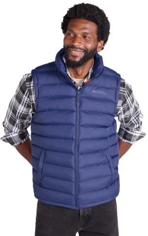 Mountain Warehouse Seasons Herren-Steppweste - Outdoor-Weste für Herren zum Wandern, Laufen, Joggen und Radfahren oder bei Regen, ärmellose Steppweste für Herren Marine X-Large