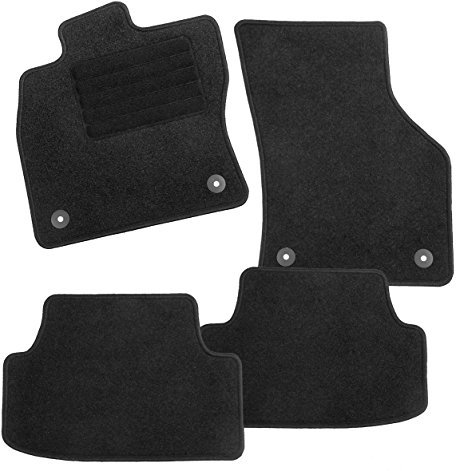 ExquiPlus II Passform Auto Fußmatte, Dilour Velours in anthrazit mit schwarzer Hochglanzkettelung und Mattenhaltern