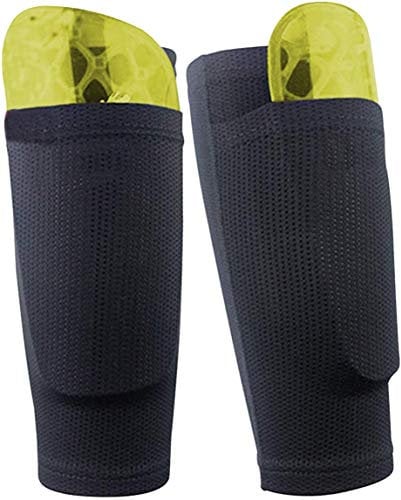 Dokpav Soccer Shin Guard Socken mit Tasche Ärme, Fußball Ausrüstung mit Taschen Kompressionswade Ärm -(Keine Kunststoff-Platten)-(Erwachsener - schwarz)