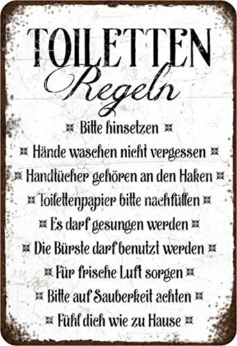 Schatzmix Blechschild Spruch Toiletten Regeln veraltet Metallschild Wanddeko 20x30 tin Sign