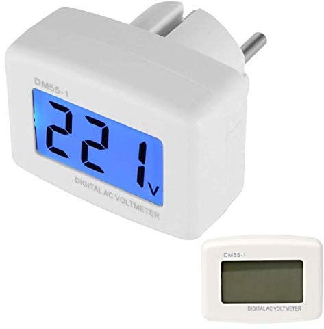 Xrten Voltmètre LCD Numérique Rétroéclairage Bleu 220V, Panneau Testeur Tension Prise UE, DM55-1 AC 80-300V