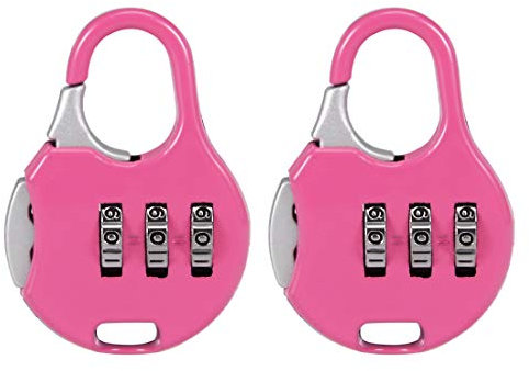 sourcing map 3-stelliges Kombinationsschloss Pink, 3 mm Bügeldurchmesser Schloss aus Zinklegierung 2 Pack