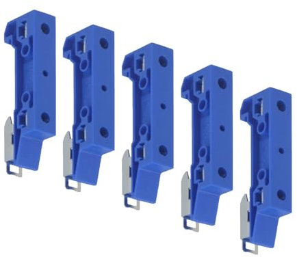 WITTKOWARE 5 Stück Montage-Halterungen zum Aufrasten auf eine 35mm DIN-Hutschiene, mit 2X Gewinde M4, blau