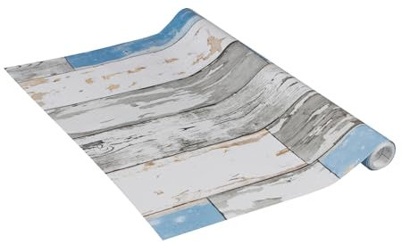 Venilia Klebefolie Perfect Fix® | Holzoptik Shabby Blau Holzfolie | 67,5cm x 2m, Stärke 150μ | selbstklebende Möbel-Folie, Dekofolie, keine Blasen, Küchenfolie | PVC ohne Phthalate | Made in EU