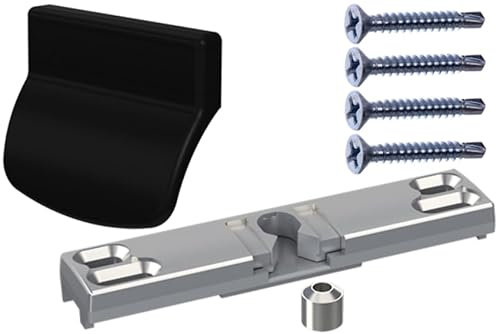 NAJDER Serratura fissa per porte di balconi, serratura universale per porte di finestre, kit completo con maniglia, zoccolo, viti, sicurezza per fumatori, colore: nero scuro RAL 9005