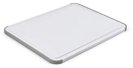 KitchenAid Klassisches Kunststoff-Schneidebrett mit umlaufendem Graben und rutschfesten Kanten, spülmaschinenfest, 27,9 x 35,6 cm, Weiß und Grau