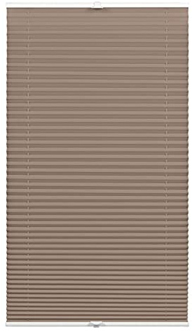 GARDINIA Plissee Concept Tageslicht, Blickdichtes Faltrollo, Alle Montage-Teile inklusive, EASYFIX Plissee verspannt mit Zwei Bedienschienen, Taupe, 90 x 130 cm (BxH)