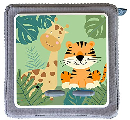 MeinBaby123® Schutzfolie kompatibel mit Toniebox | Schutzcover selbstklebend | Aufkleber passgenau I Folie Sticker I Toniebox Zubehör | Süße Freunde: Giraffe & Tiger