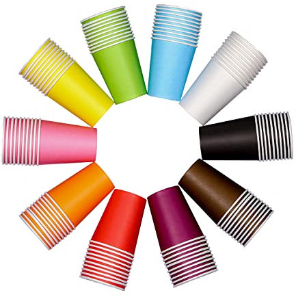 JOSPL Gobelet Carton, 100 Pièces 250ml Gobelet en Papier de Couleur Noel Gobelets en Papier Gobelet Carton Anniversaire Goblets t pour Les Boissons Chaudes et Froides