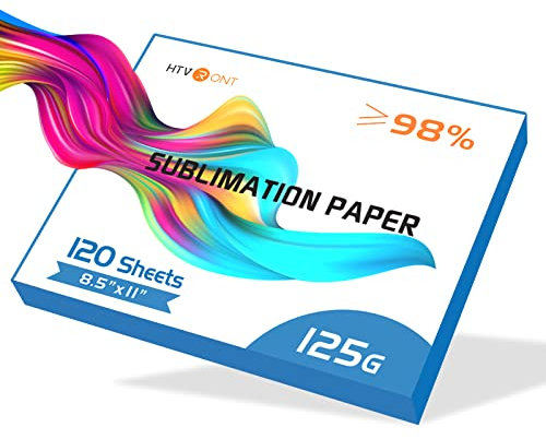 HTVRONT Sublimationspapier 21,6 x 27,9 cm, 120 Blatt, 125 g/m², kompatibel mit EPSON Brother für T-Shirts, Becher, Tassen