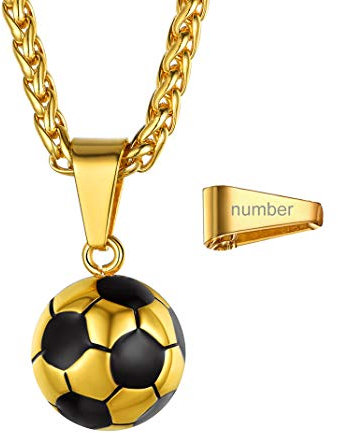 GoldChic 18K Vergoldet Fußball Kettenanhänger Herren Fußball Charm Halskette Fußball Sport Schmuck mit 55cm+5cm Kette für Geburtstag Weihnachten Valentinstag