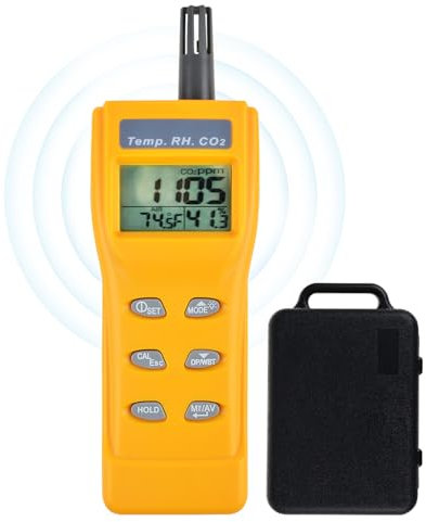 CO2 Meter Tragbarer CO2 Monitor 9999ppm Kohlendioxiddetektor NDIR CO2 Sensor Luftqualitätstester für Kohlendioxid Luftfeuchtigkeit und Temperatur