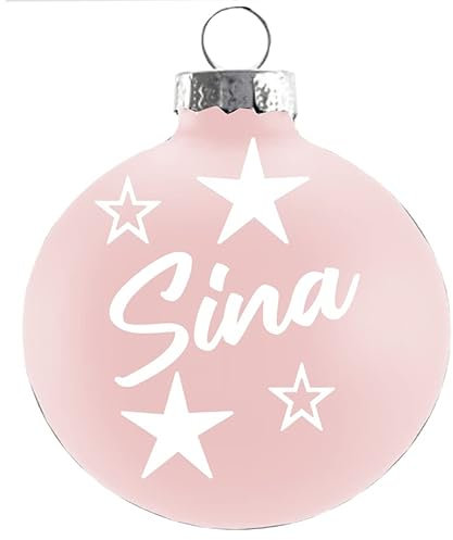 Weihnachtskugel mit Name Bedruckte aus Glas 8cm Wunschtext | Matt &Glänzend Personalisierte Christbaumkugel Groß | Weihnachten, Weihnachtsbaumschmuck | Kugeln (Matt, Rosa)